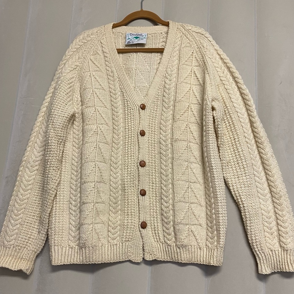 Vintage Snowbird Men’s Sweater Cardigan Small 100% Pure Virgin Wool New Zealand
